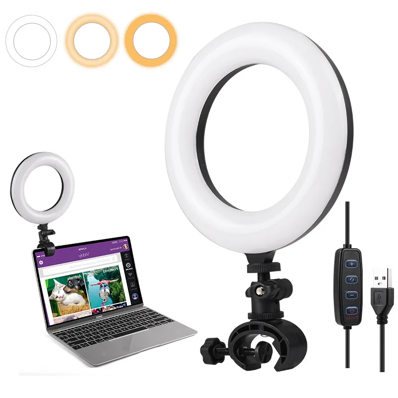 16CM Ring Light LED Lamp Lighting With Clip On Laptop Computer For Video Conference Zoom Webcam Chat Live Streaming Youtube