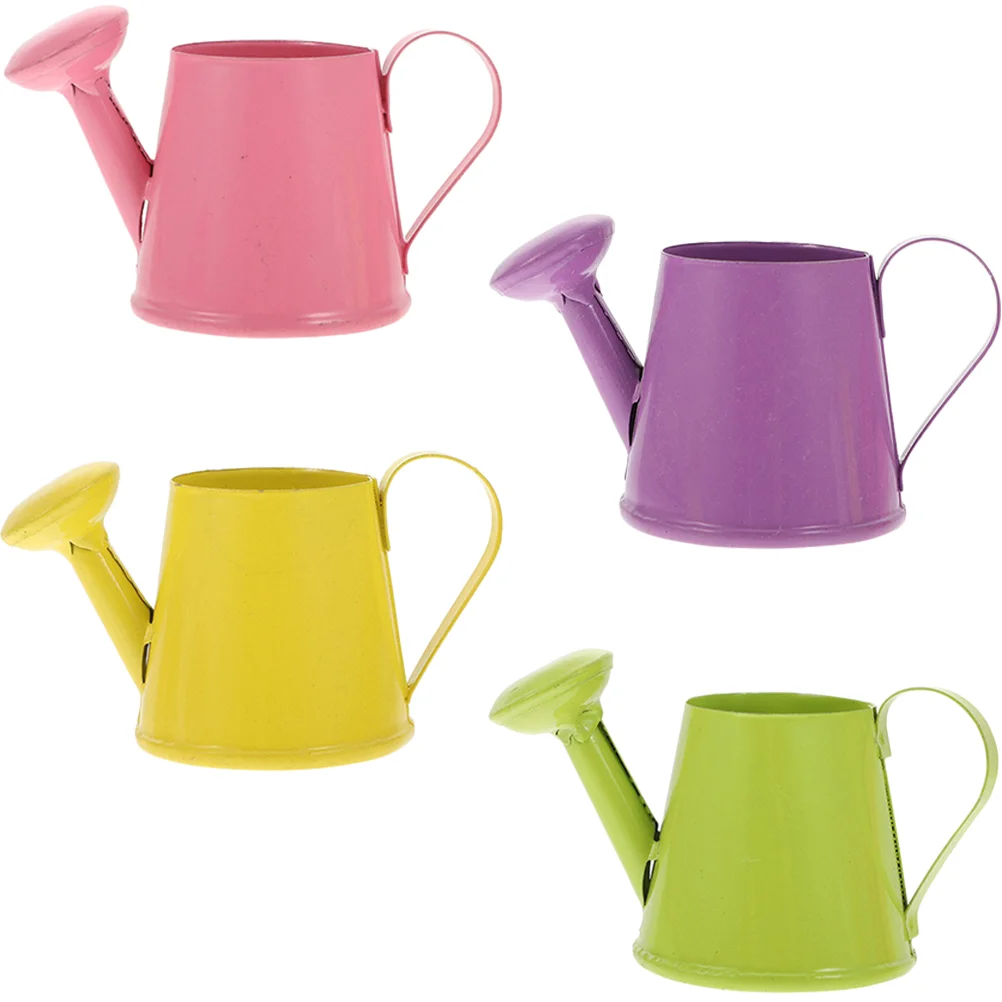

4 Pcs Mini Watering Can Small Plant Flower Garden Kettle Metal Kids Indoor Plants