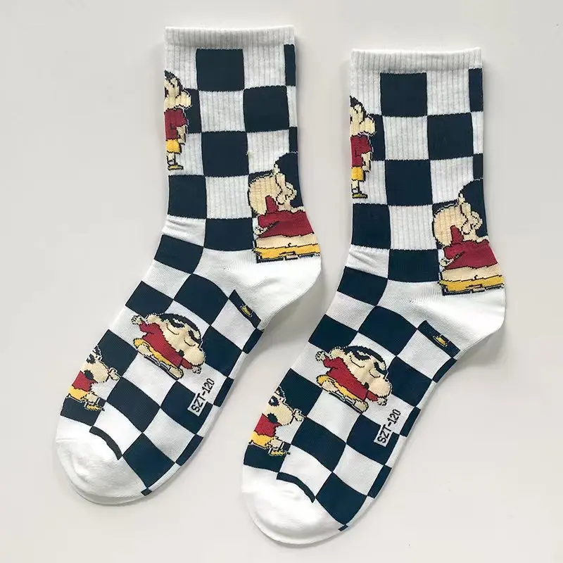 Cartoon Printed Mid Length Socks Anime Luffy Casual Sports Cotton Socks Pikachus Unisex Warm Long Socks