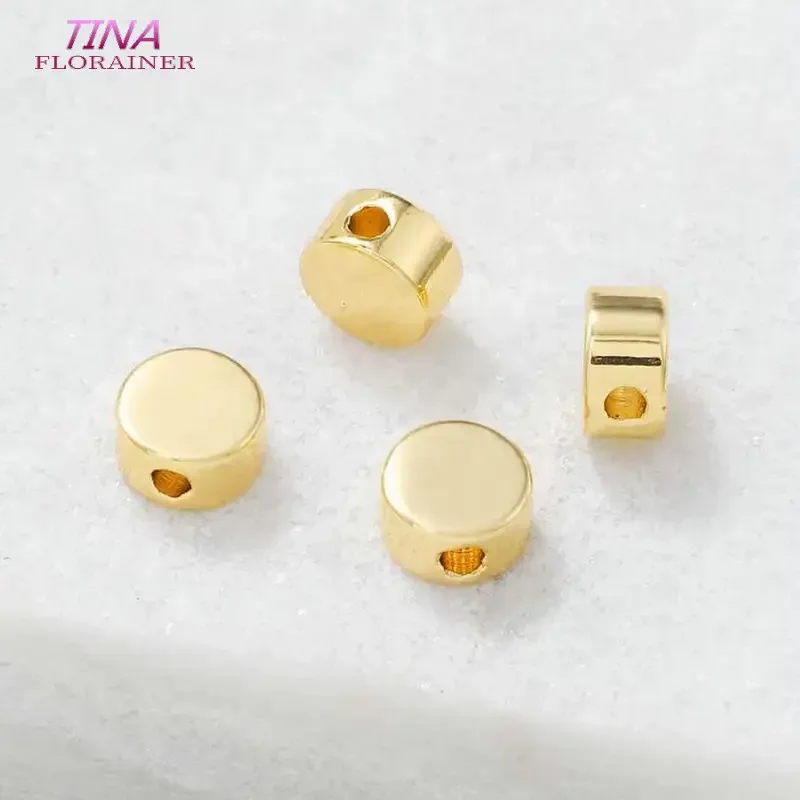 10PCS 5x3MM 14K Gold Color Plated Brass Round Flat Spacer Beads Bracelet Beads High Quality Diy Jewelry Accessories