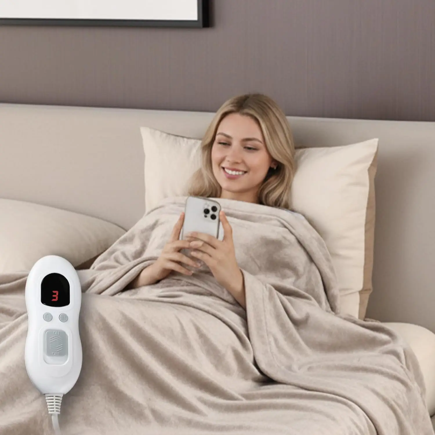 

60x84 Inch Electric Heated Blanket, 8lbs Flannel with 6 Heat Levels, Auto Shut-Off & Machine Washable for Bed and Couch