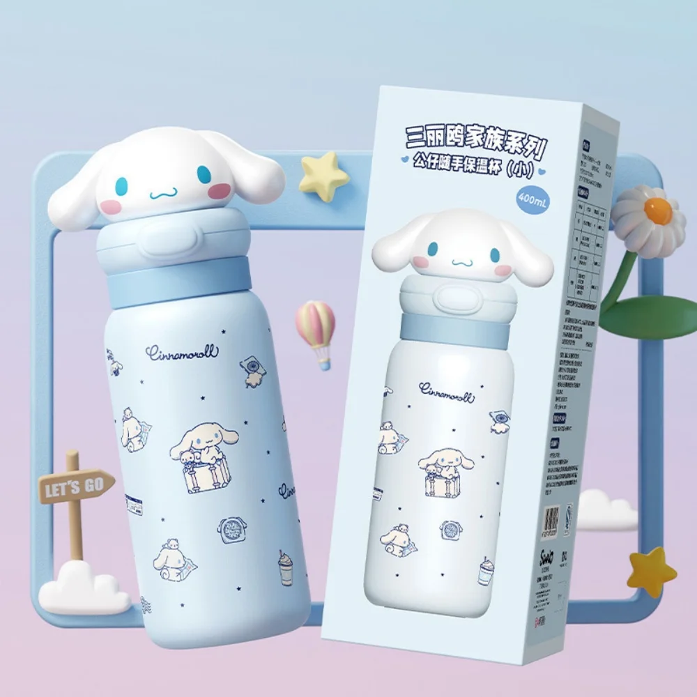 أنيمي سانريو مرحبا كيتي الفولاذ المقاوم للصدأ كوب معزول kawayii كورومي ميلودي الكرتون 400 مللي الترمس القدح الفتيات هدايا عيد الميلاد