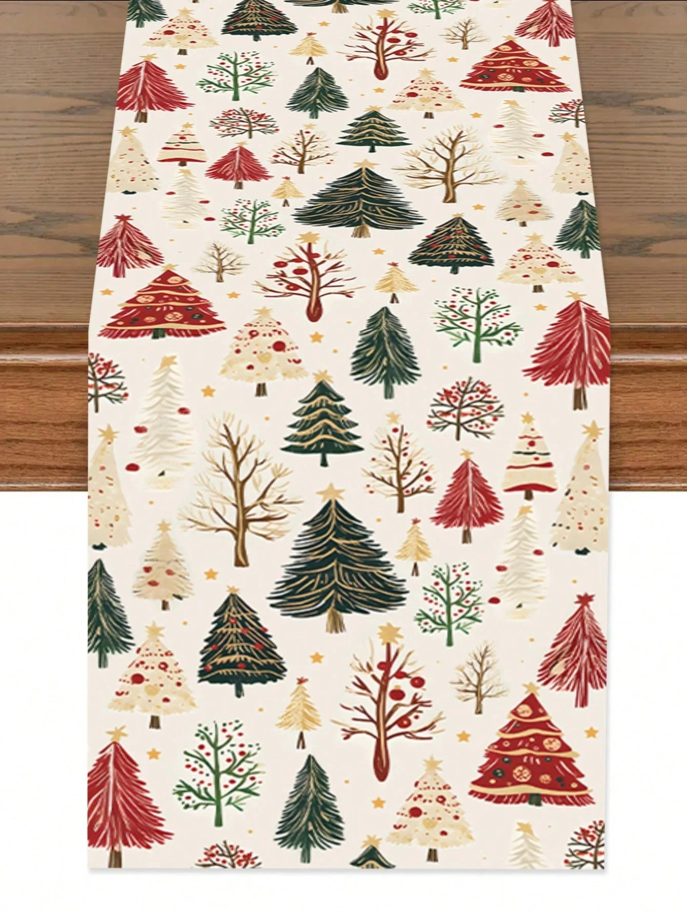 JIT Christmas Tree Pattern Table Runner Colorful Festive For Holiday Dining Table Decoration Cheerful Classic Home Decor Durable
