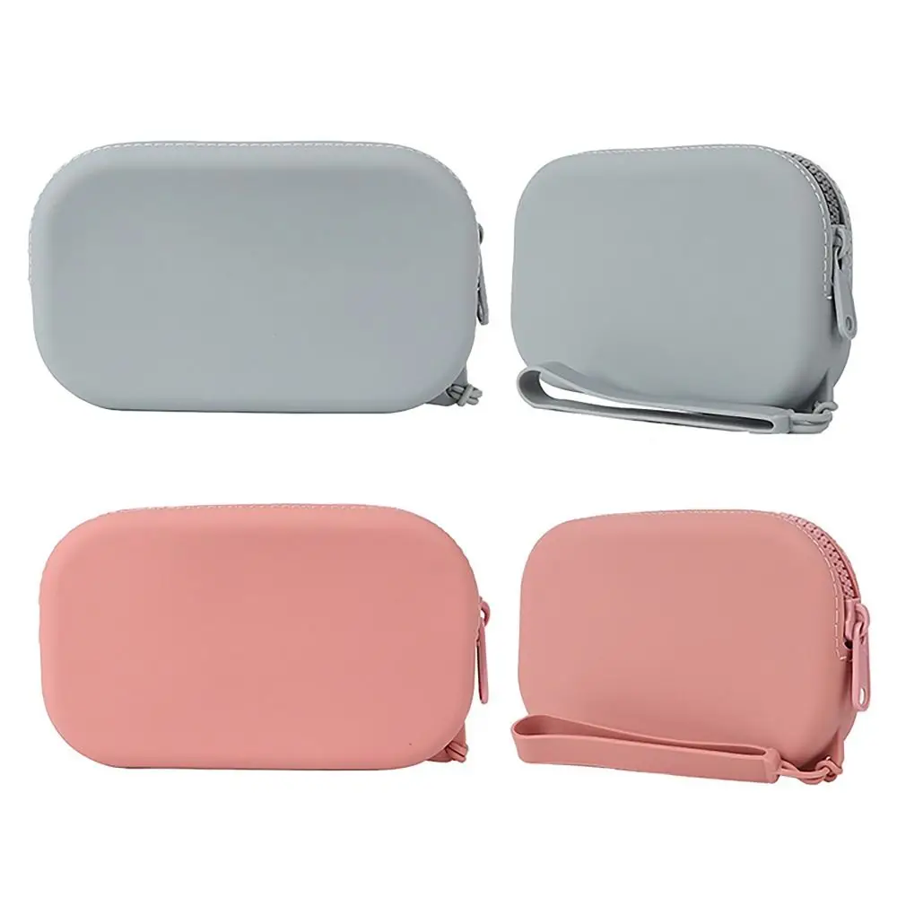 Silicone Organizer Cosmetic Bag Simple Waterproof Smooth Zipper Earphone Bag Wallet Coin Purse Students