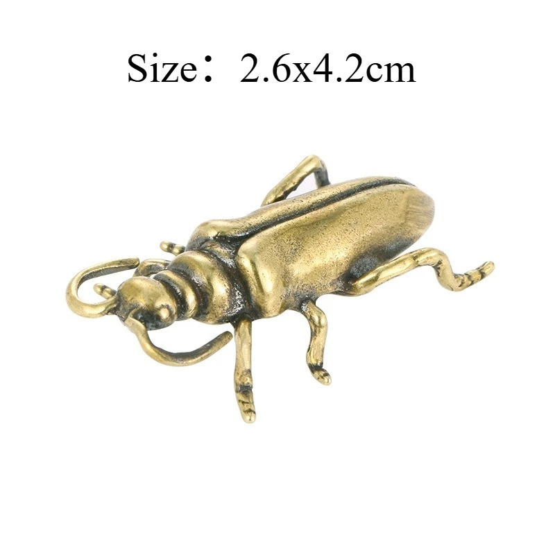 1 PC Tea Pet Hand Fidget Antiqued Solid Brass Beetle Figurines Small Ornament Study Office Desk Craft Home Decoration Accessory