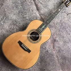 2023 NEW solid cedar top,00045 model,acoustic guitar,maple binding,real abalone,custom logo,Sandalwood Back and sides,free ship