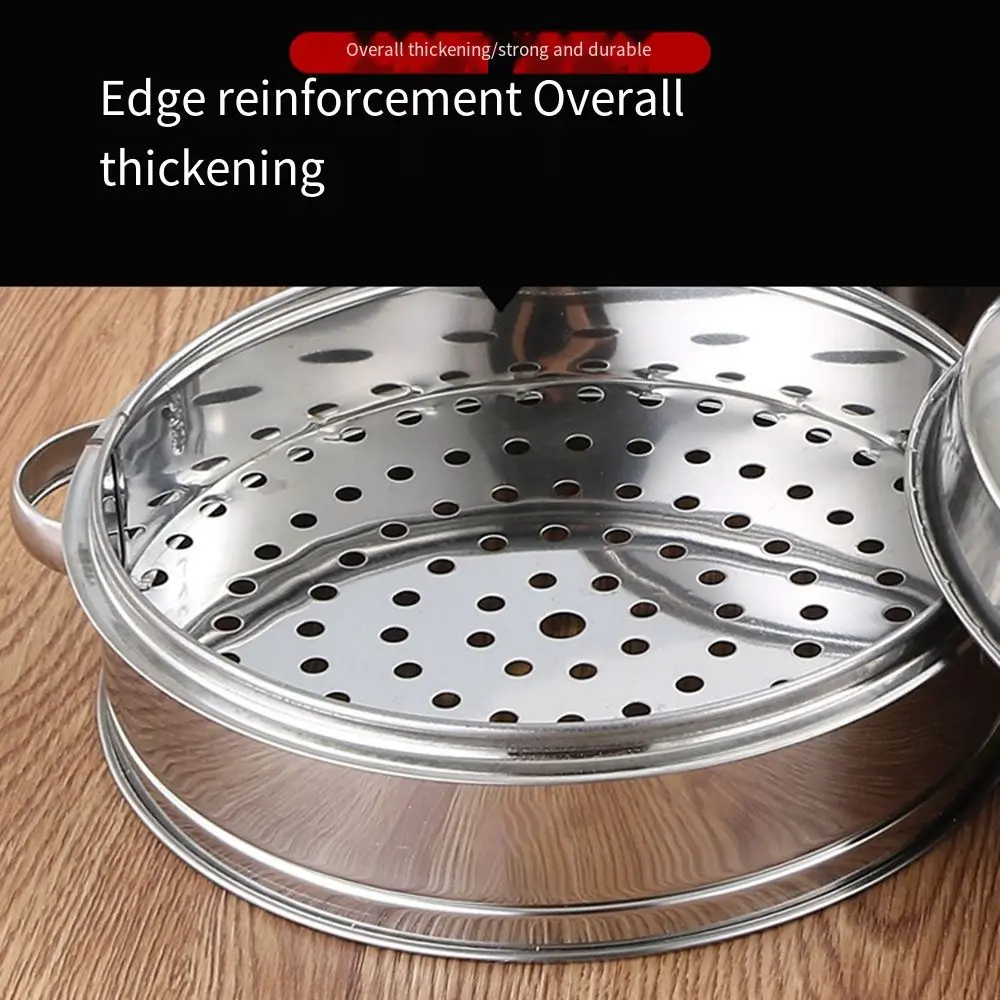 Stackable Food Steam Rack Steamed Stuffed Bun Strainer Rice Cooker Steamer Pot with Double Ear Thicken Egg Tray