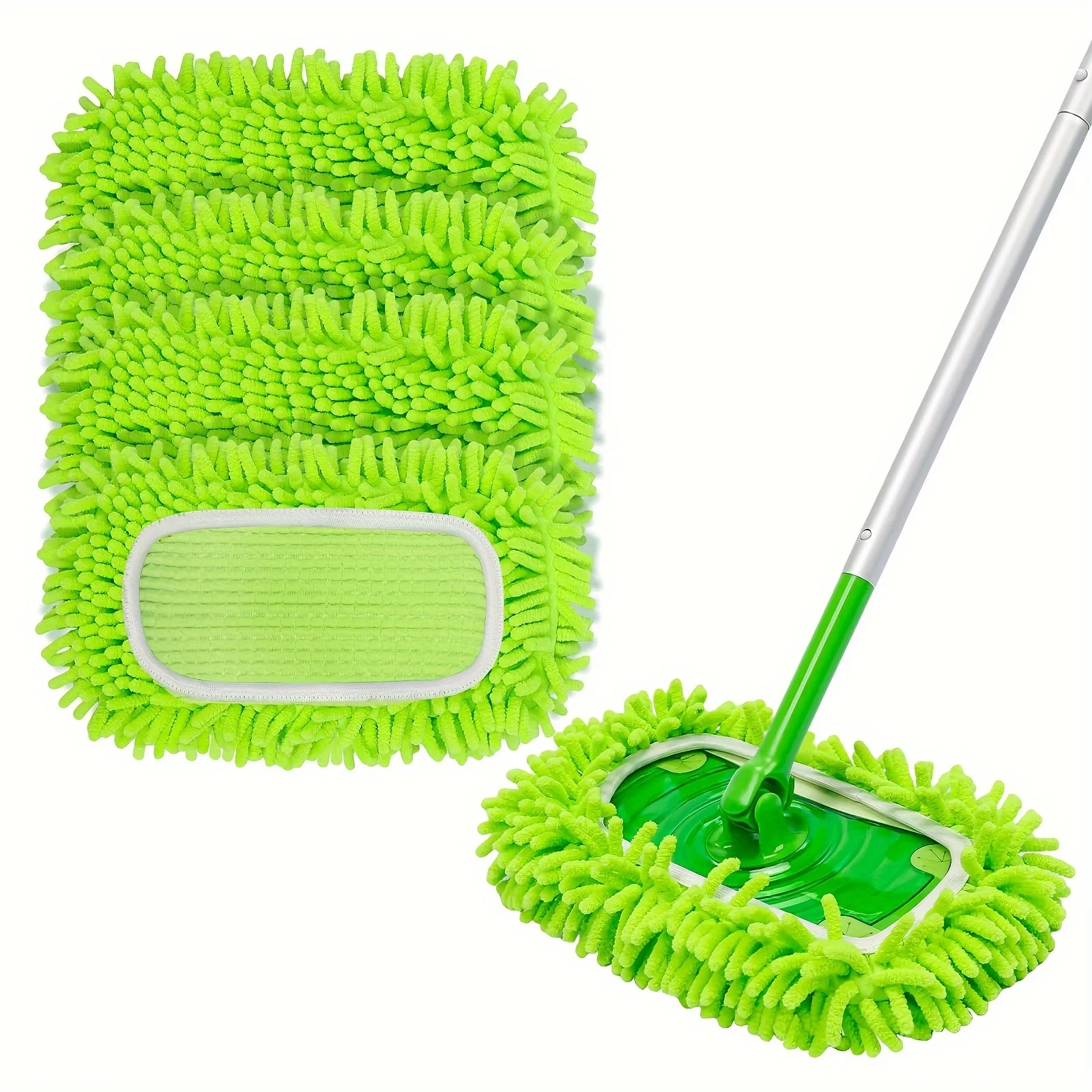 2pcs Reusable Cleaning Cloths Super Absorbent Washable Microfiber Mop Pads Dry & Wet Use for Living Room, Bedroom,