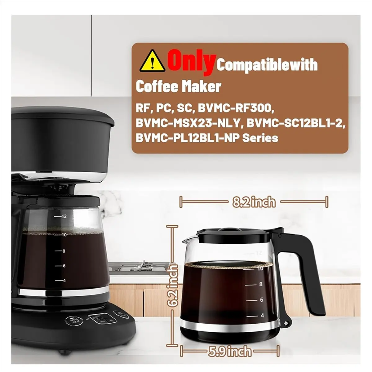 استبدال وعاء القهوة سعة 12 كوبًا للصانع والكمبيوتر الشخصي وSC وBVMC-RF300 وBVMC-MSX23-NLY وBVMC-SC12BL1-2 #5