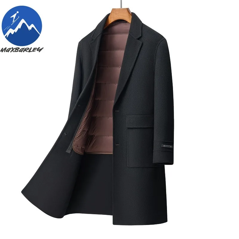 Maxbarley Luxury Men Down Jacket Suit Collar Outdoor Work Windproof Parka High Quality Detachable Lnner Warm Winter Wool Coats