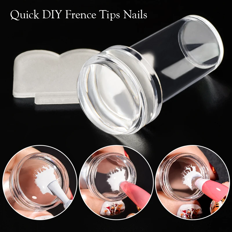 Silicone Transparent Nail Art Stamping Kit French For Manicure Plate Stamp Polish Stencil Template Seal Stamper Scraper