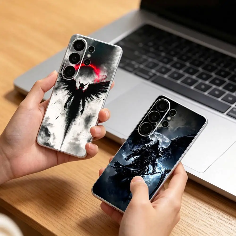 Hot Dark Angels Super Cool  Clear Hard Phone Case For Samsung S25,24,23,22,21,10,9,Ultra,Plus,Lite Transparent Cover