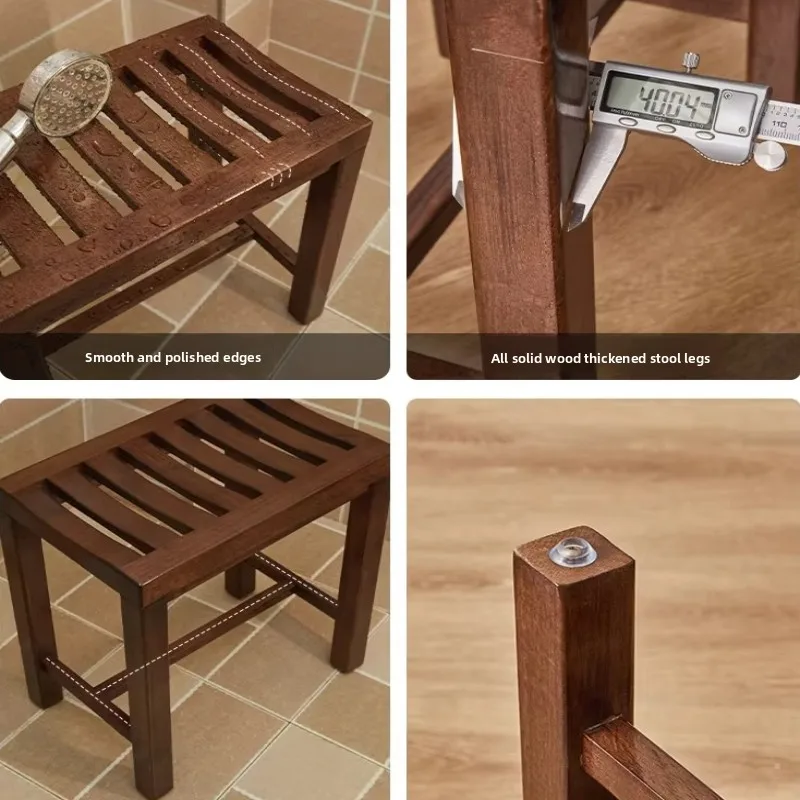 

Solid Wood Anti Slip Bathroom Stool Multifunctional Shower Chair Elderly Pregnant Women Bath Seat Stable Sturdy Home Furniture