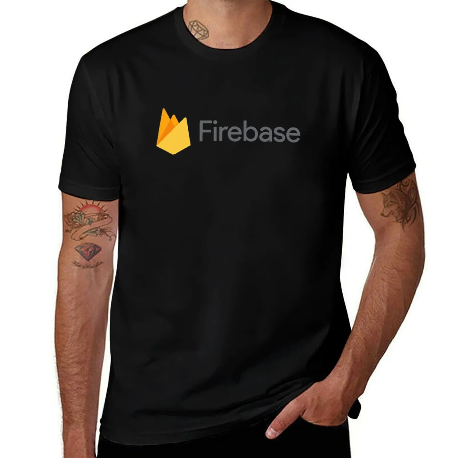 

Firebase Logo T-Shirt designer shirts kawaii clothes summer top customs oversized t shirts for men