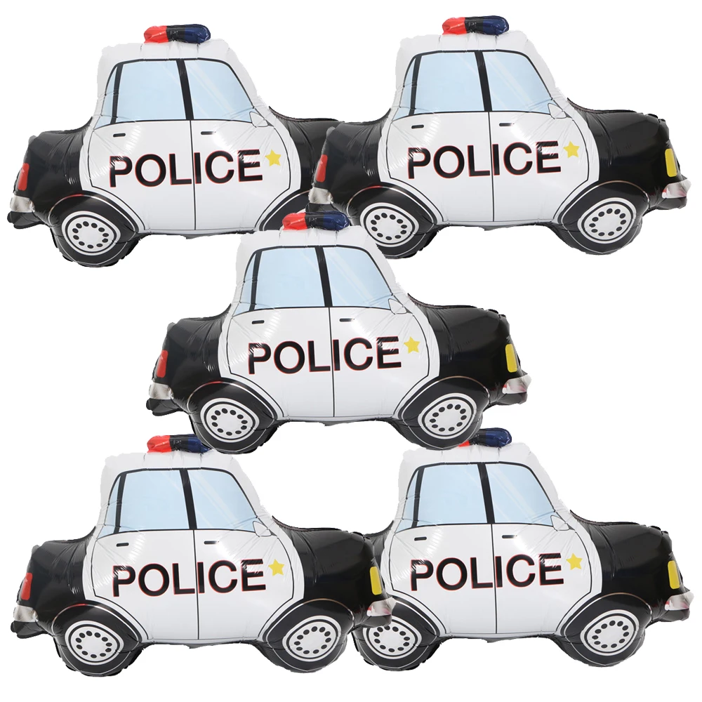 Police Car Foil Balloons 5pcs Police Car Theme Ballons Kids\' Boys 3th 4th 5th 6th 7th 8th 10th 12th Birthday Party Decorations