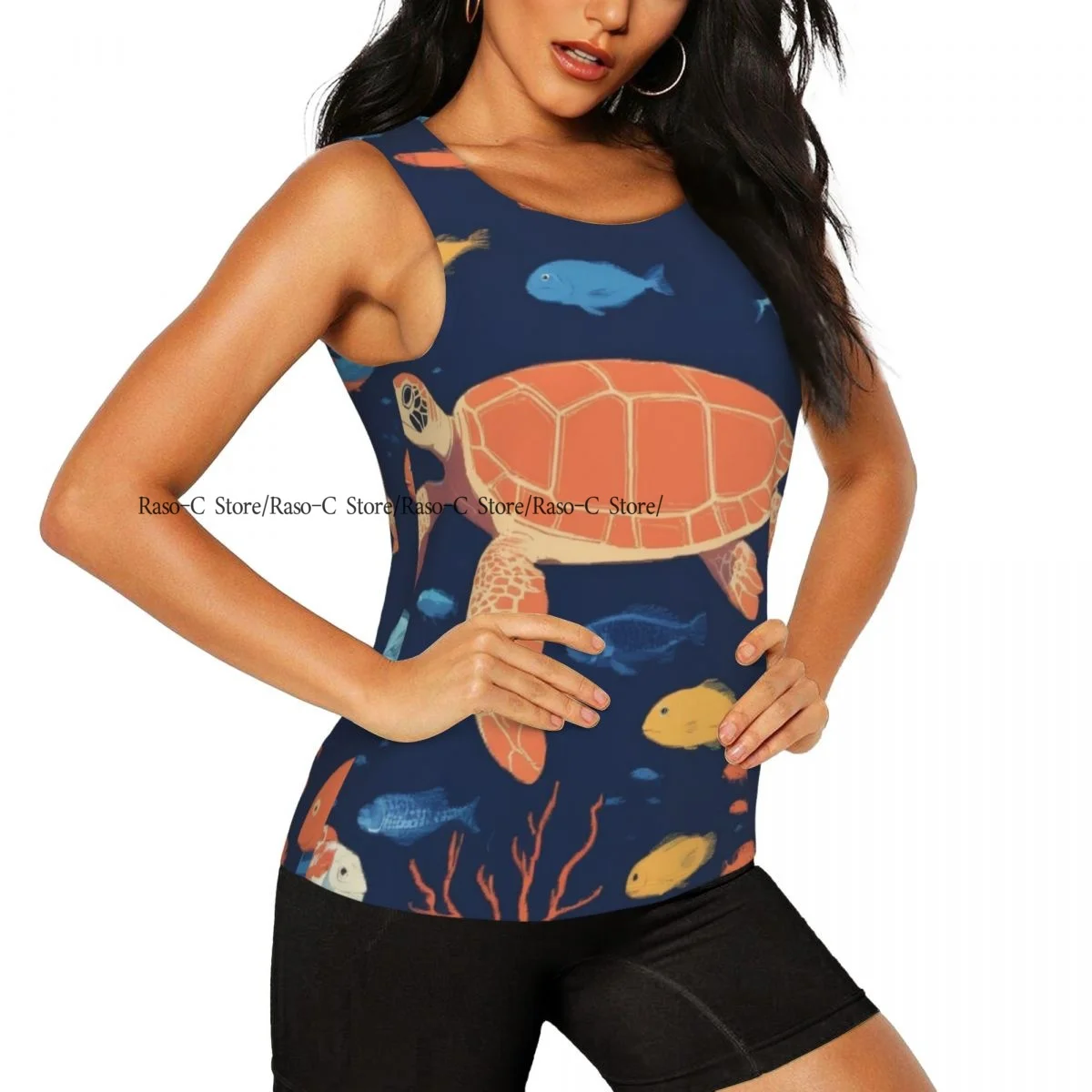 Women's Sleeveless Yoga Tank Top Marine Colorful Fish Coral And Seaweed Quick Dry Running Training Sports Vest Yoga Shirts