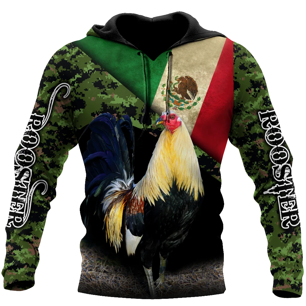 yk2 Spring and Autumn 3D Full Print Size Hoodie Man Women Harajuku Outwear Pullover Sweatshirt Unisex  Beautiful Mexican Rooster