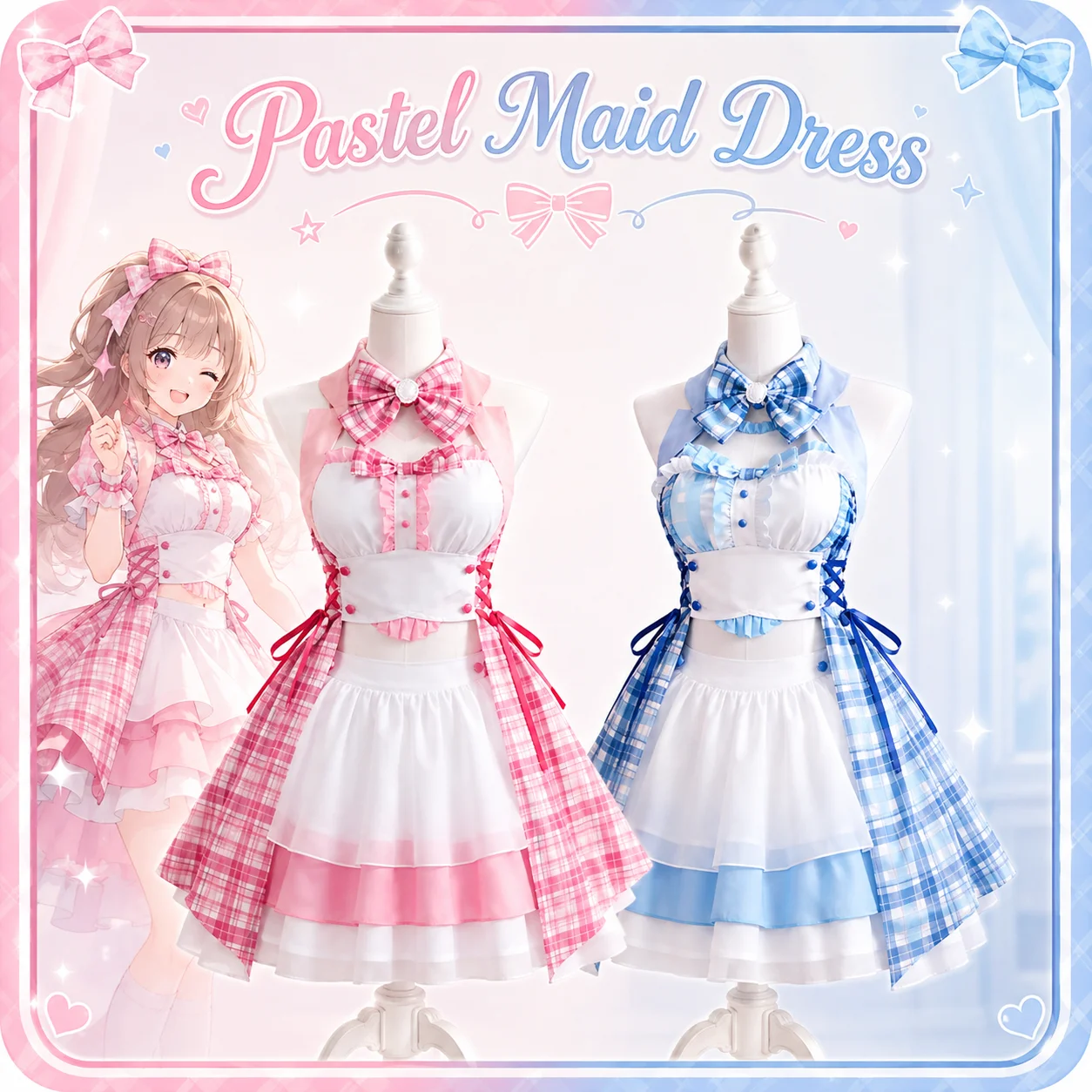 Theatrical themed Cosplay Dress with Maid Vanilla Chocola Cosplay Costume New Idol Stage Maid Dress Halloween Ou made for cospla