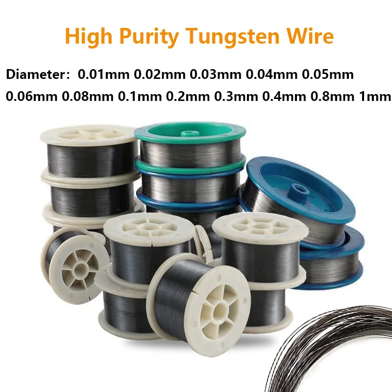 1Pcs W99% High Purity Tungsten Wire Diameter 0.01-1mm Length 1/2/5m Tungsten Line Electrical Heating Electrode Wire