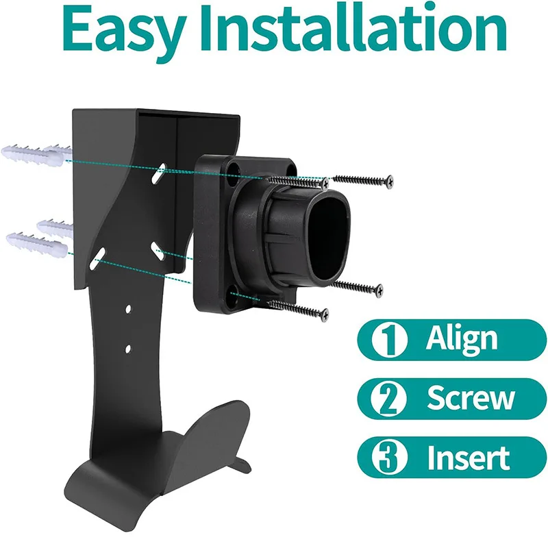 Charger Holder Cable Holder for Tesla & NACS Charger No Cable Cutting Wall-Mount Outdoor/Indoor EV Cable Organizer