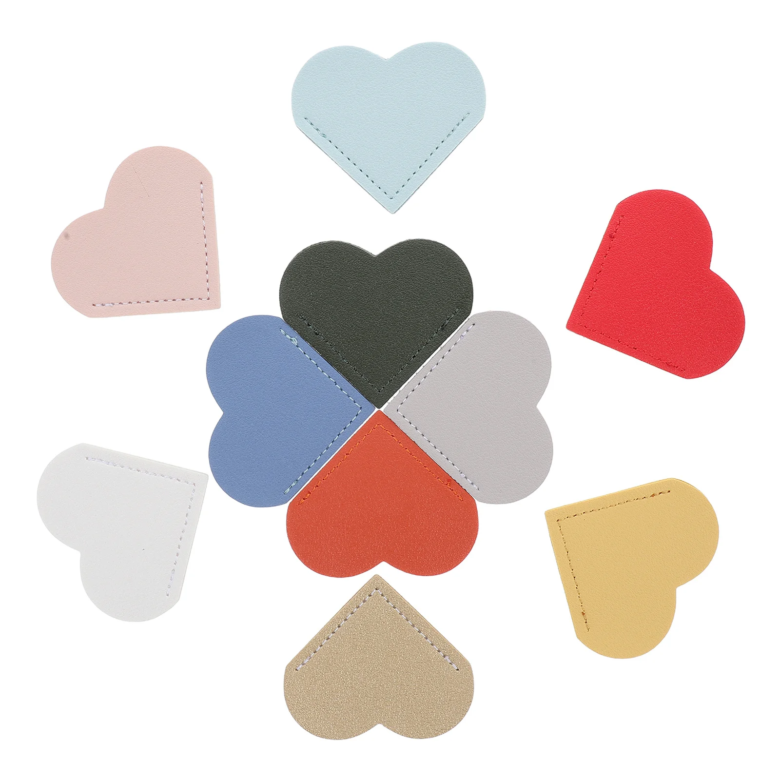 

10Pcs Book Mark Protectors Heart Shaped PU Cute Corner Page Markers for Reading Lovers Students Teachers Valentine Gift