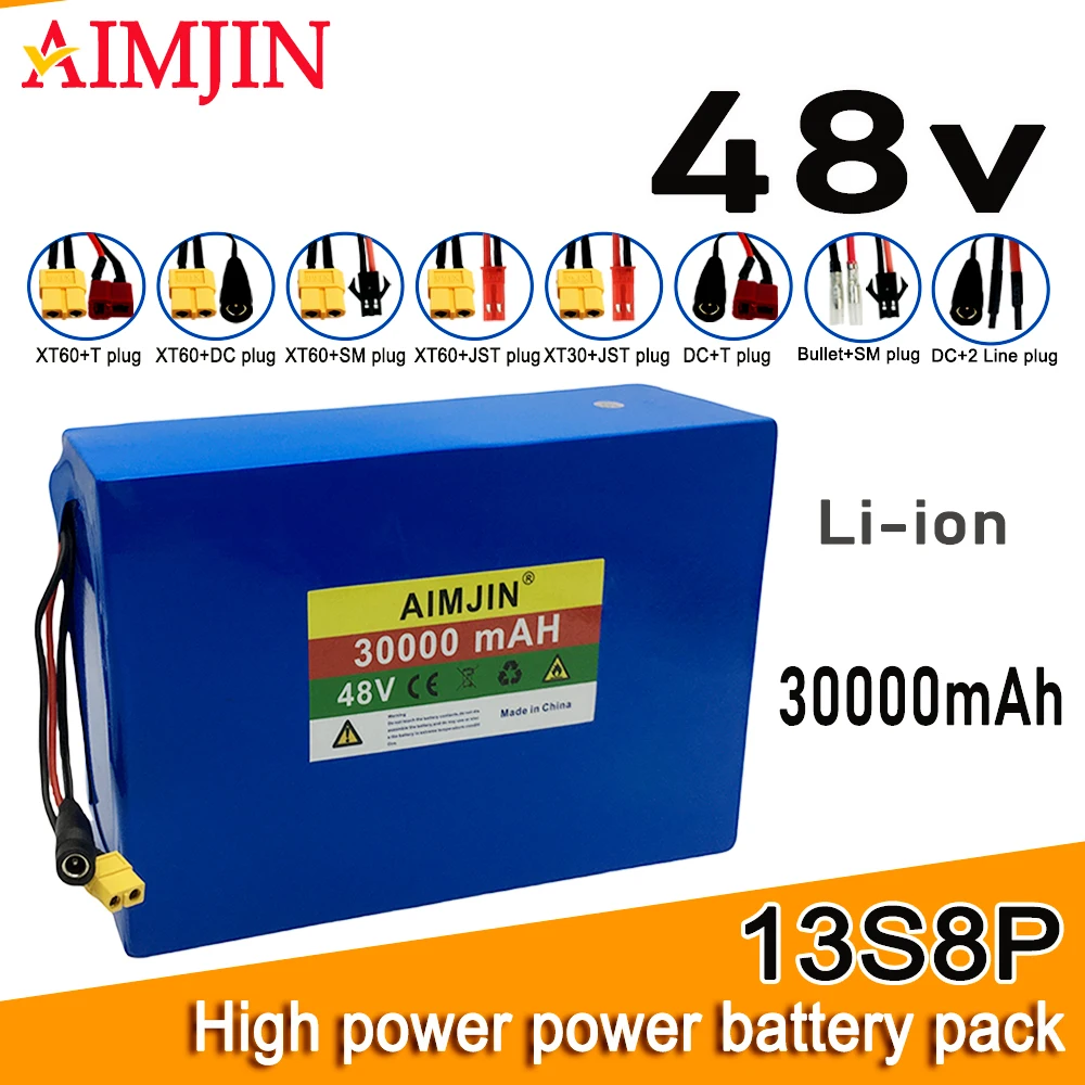 

13S8P 48V 30Ah High power A-grade battery cell Built in BMS lithium battery for electric scooters, mountain bikes 250-800W