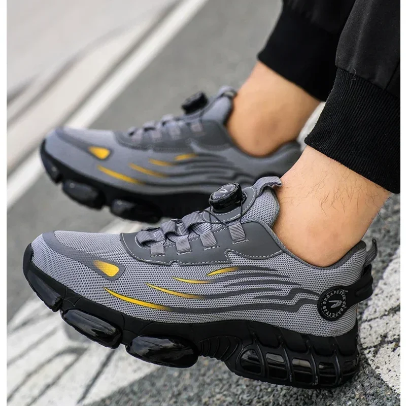 Security Protective Boots Rotating Button New Safety Shoes  Men Men Anti-smash Anti-puncture Work ShoesFashion Men Sport Shoes