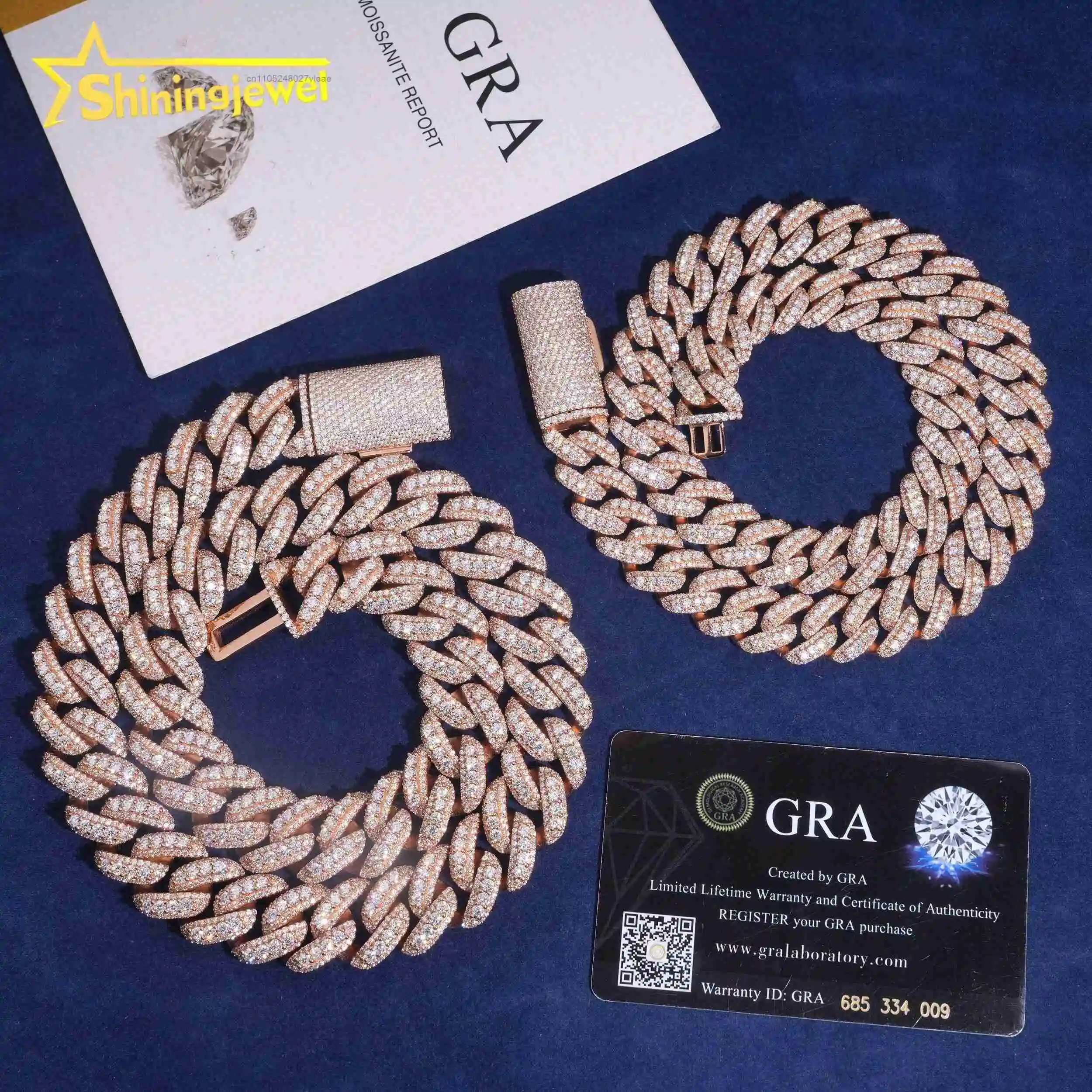 Hip Price Promotion Hop Fine Jewelry 15mm 18mm Rose Gold Iced Out 925 Silver Cuban Link Chain..