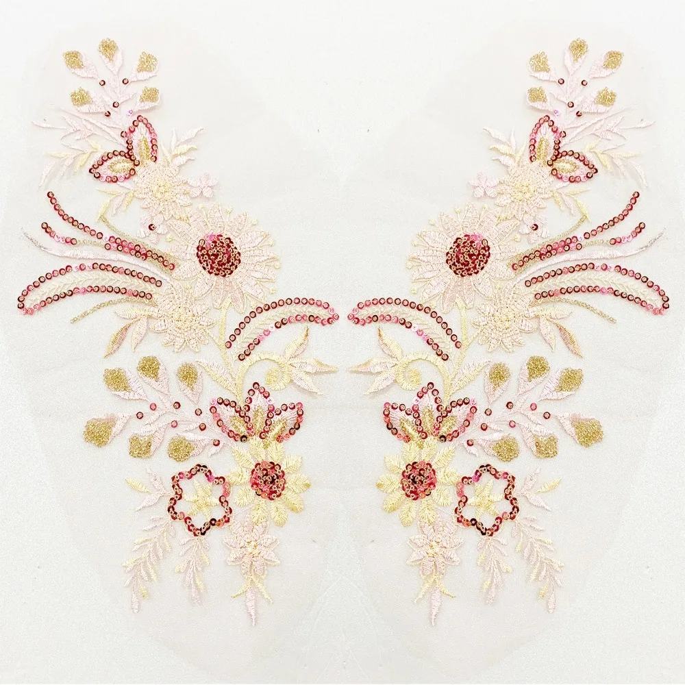 

Exquisite Embroidery Flower Lace Patch Sequin Elegant Clothing Decoration Patch Artistic Embroidery Polyester Mesh