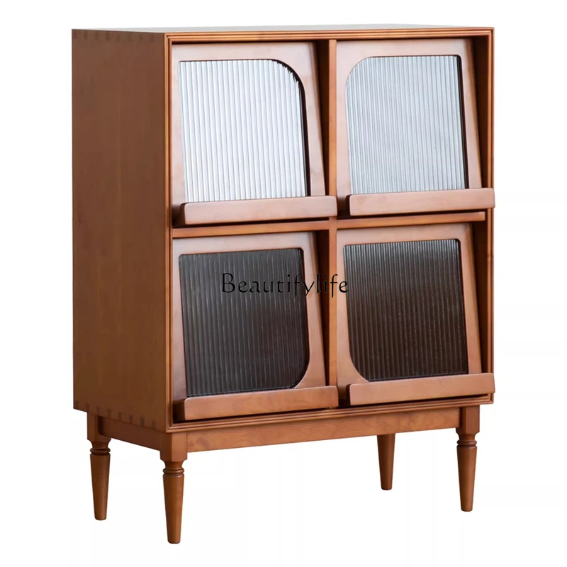 

*Japanese-style Nordic solid wood magazine cabinet, sofa storage, retro storage display side cabinet