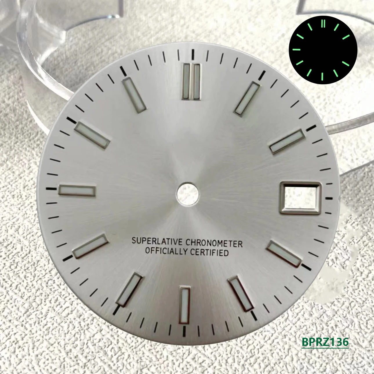 28.5mm NH35 S Logo Dial NH36 4R movimento accessori per la modifica dell'orologio verde luminoso argento oro indice oro data windows Dial