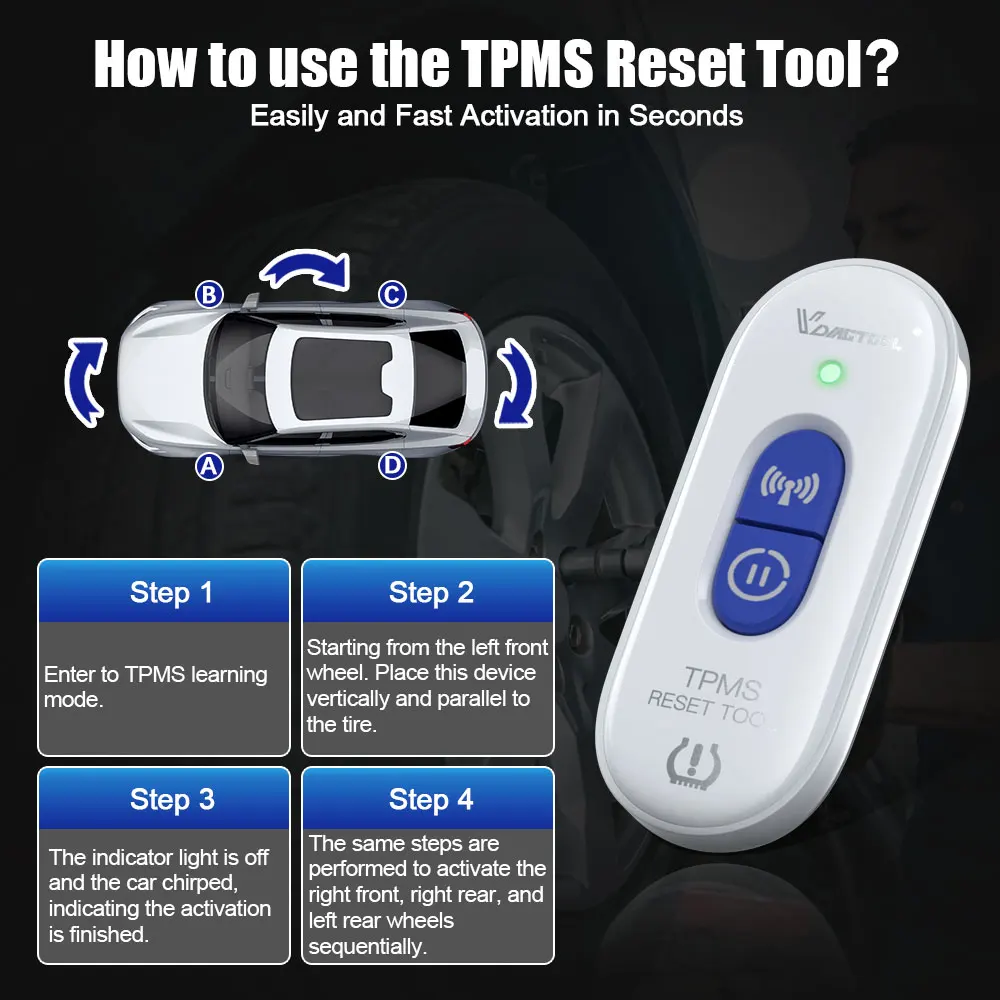 Universal Vdiagtool TP508 TPMS Reset Tool For GM Tire Pressure Activation Tool For Cadillac For Opel Long Battery Life Tire Tool