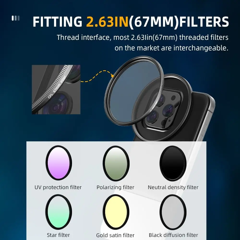 67mm Camera Filter Magnetic Phone Filter Adapter Magnetic Suction Ultra-Thin Phone Filter Holder for iPhone 15 14 13 12 Pro Max