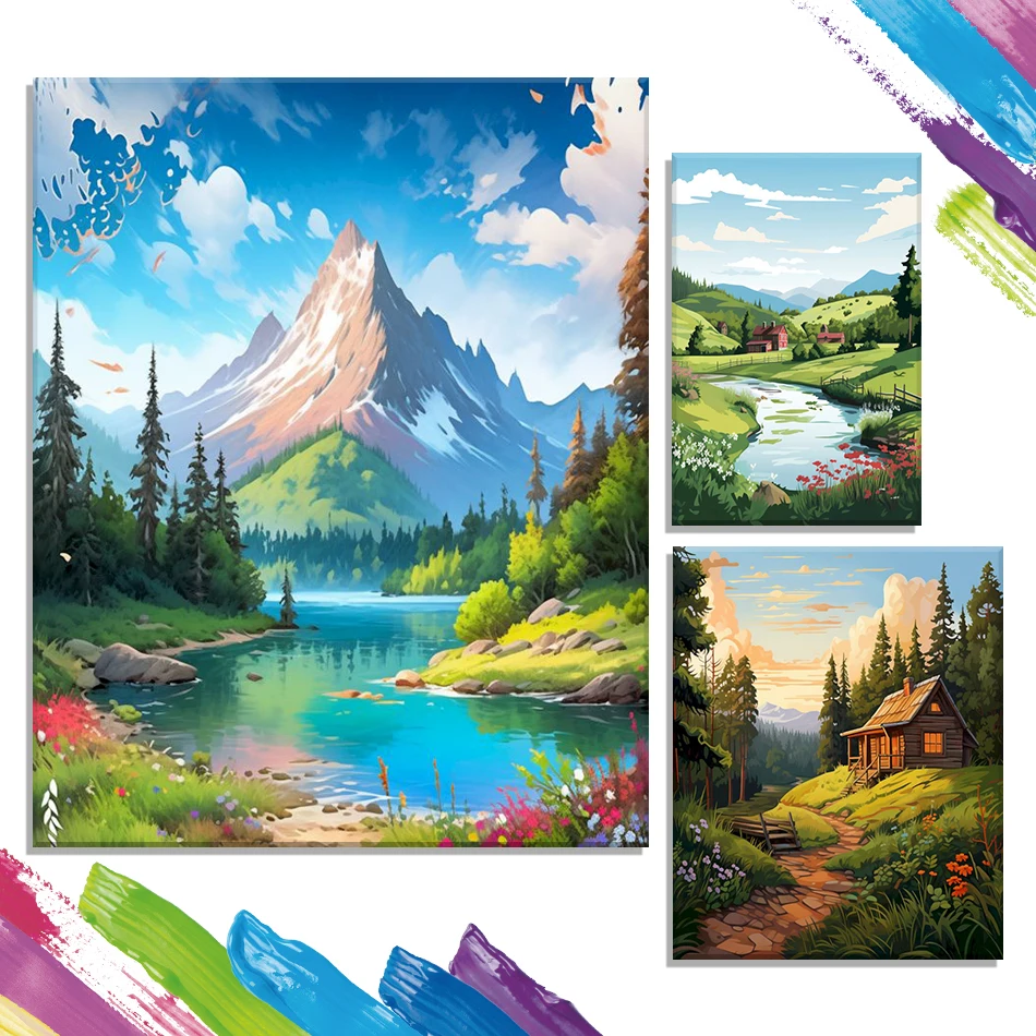 

GATYZTORY Painting By Numbers New Rural scenery Acrylic Paints Markers By Numbers Framed Wall Art Modern Living Room Decoration
