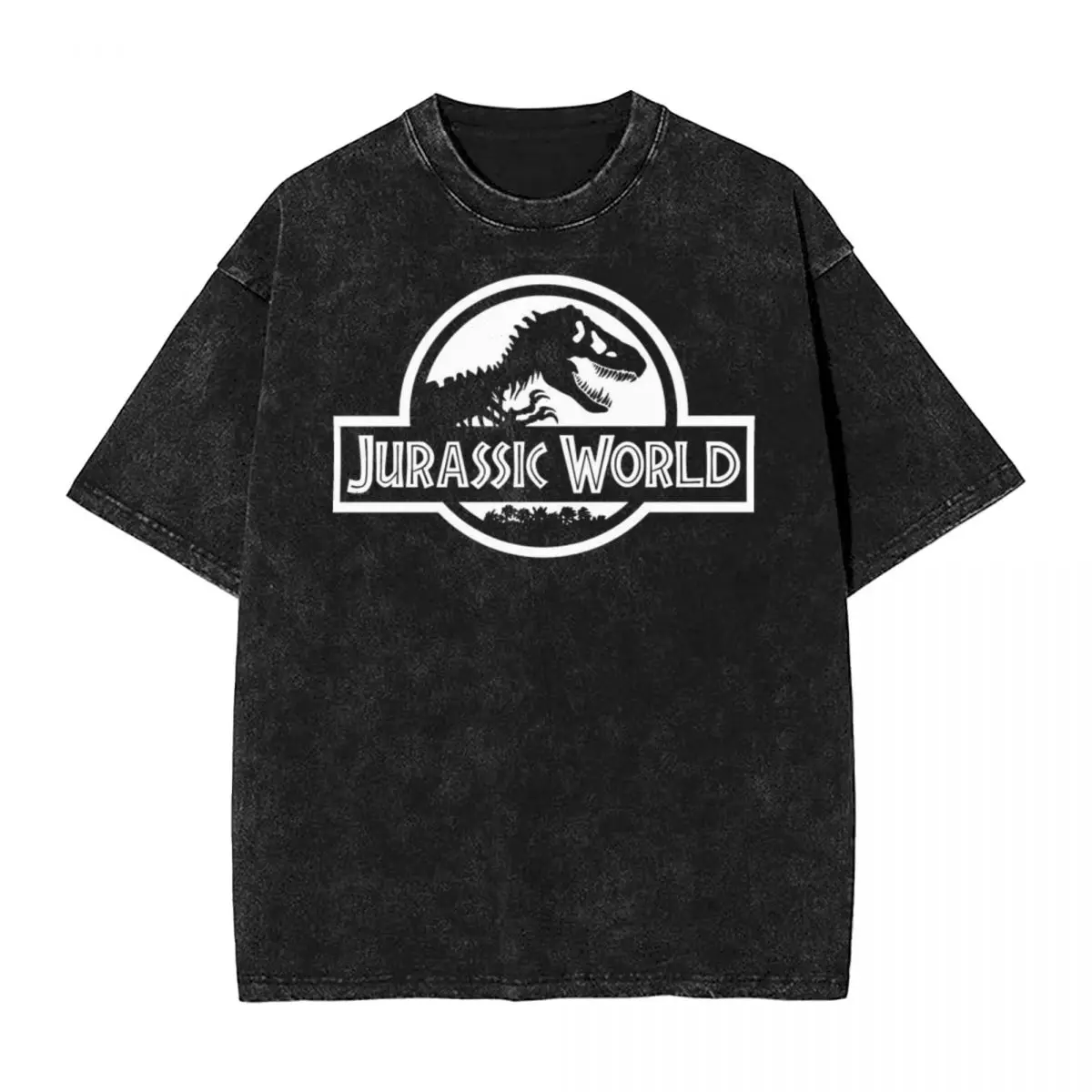 Jurassic Park Washed T Shirts Streetwear Hip Hop Casual T-Shirt Tees Tops for Men Women 100% Cotton Oversize Printed