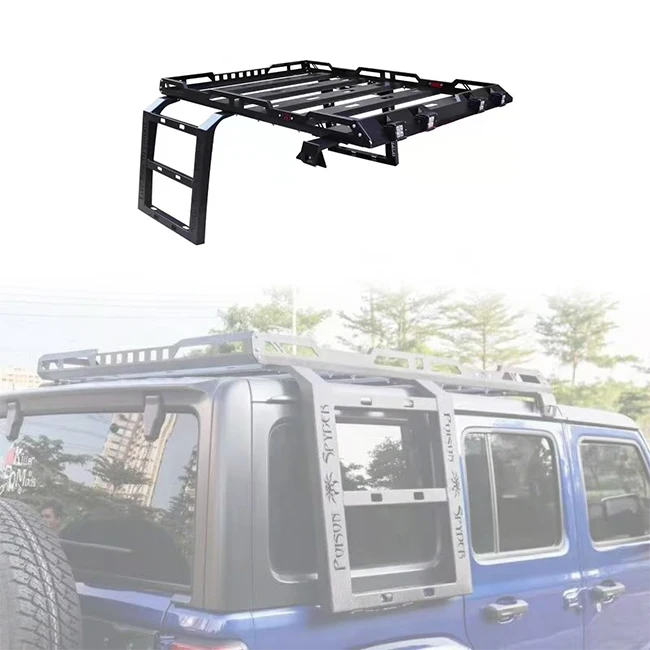 

LUMA 4x4 Car Offroad Accessories Car Steel Aluminum Cargo Carrier Roof Rack With Ladder for Wrangler JL 2018+