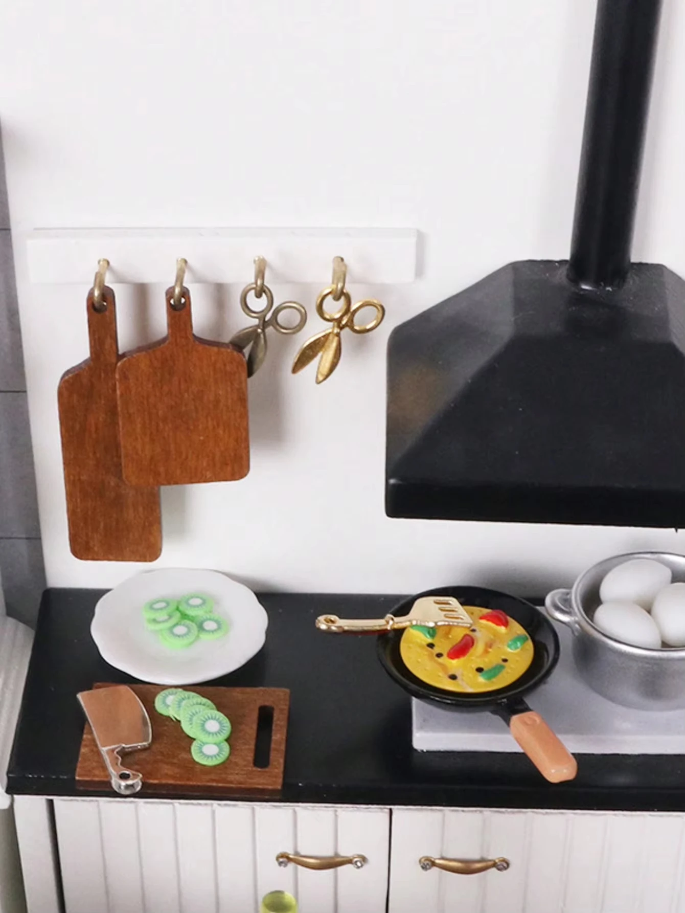 Dollhouse Mini Kitchen Set Cutting Board Fruit Knife Cleaver Model Steak Placemat Miniature Toy for 1:12 Dollhouse view 5