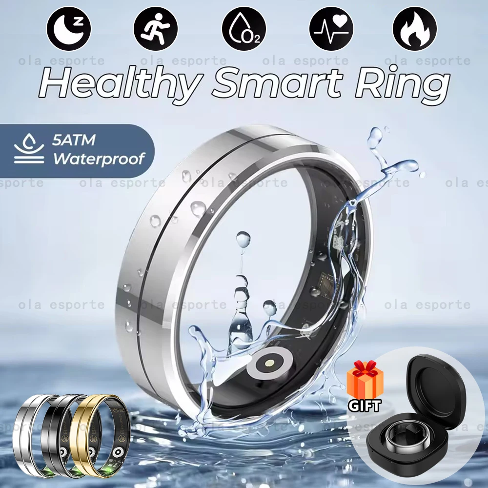 

Fashion Smart Ring Men Women Heart Rate Sleep Health Monitoring Multiple Sports Modes Fitness Rings Pedometer IP68 Waterproof