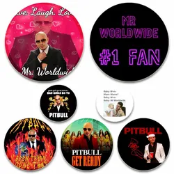 Mr Worldwide Pitbull Soft Button Pins Customizable Funny Singer Brooches for Clothes Bag Hat Accessories Jewelry Creative Badge