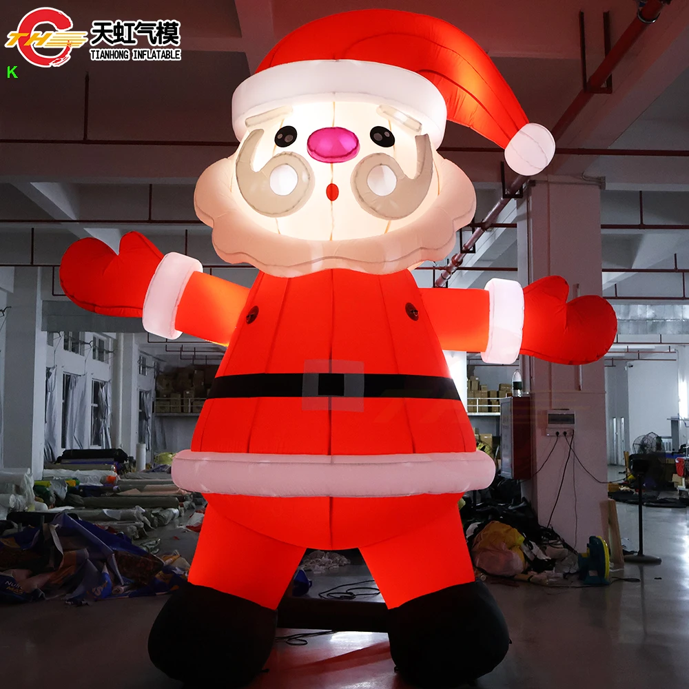 Fast Ship 4m Outdoor Decoration Inflatables Santa Claus with LED Lighting Christmas lighted Inflatable Santa Old Man Cartoon for