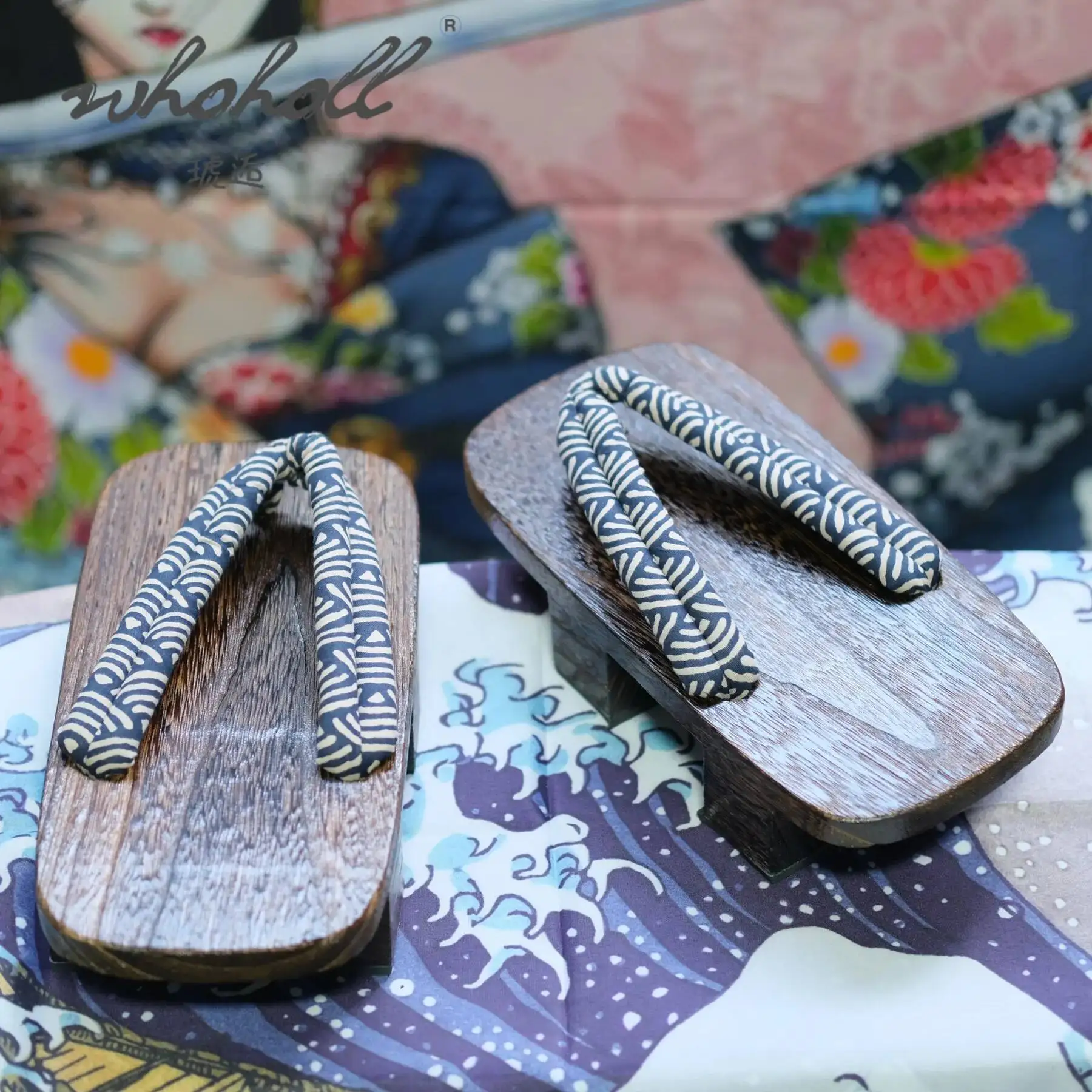 Unisex Japanese Wooden Geta Summer Man Women Slippers Two-teeth Thick Platform Cosplay Costumes Shoes Flip Flops Clogs Sandals