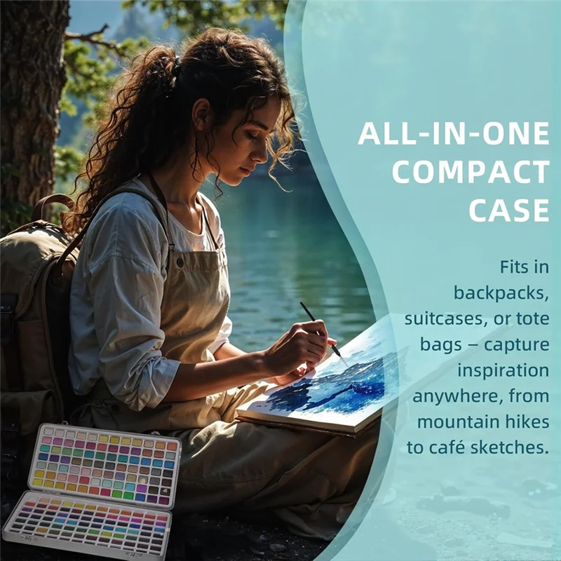 Juego de pintura de acuarela, pinturas de acuarela de 168 colores, juego de pintura con pincel de agua y pinceles de nailon, para principiantes
