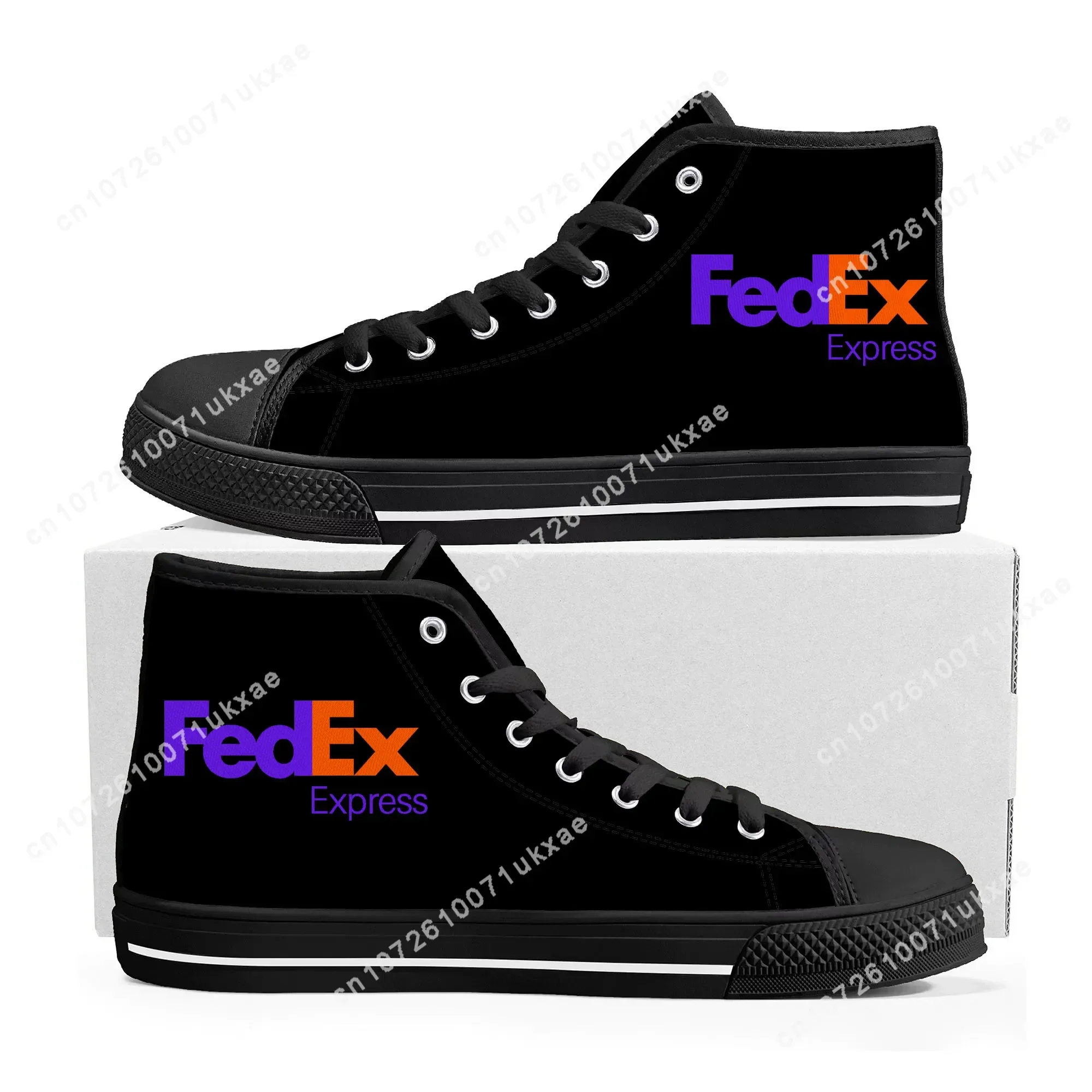 FedEx-Zapatillas altas de lona para hombre y mujer, zapatos informales personalizados de alta calidad, envío por mensajería de los Estados Unidos