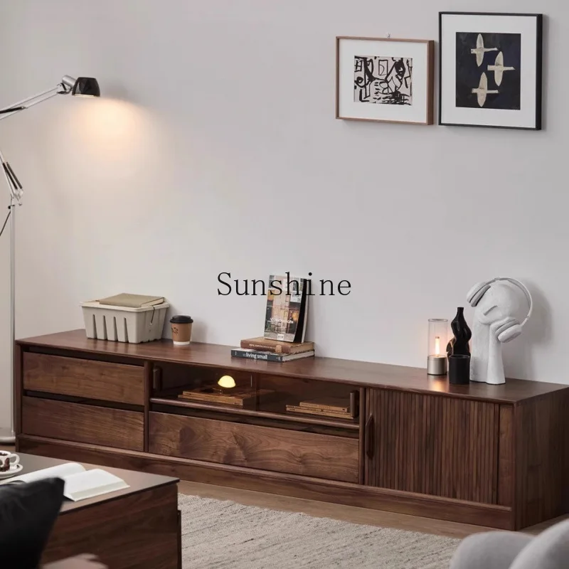 

TT North American small apartment multi-functional living room cabinet walnut color combination cabinet