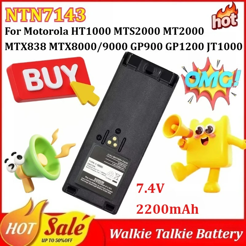 

NTN7143 7.4V 2200mAh Type-C USB Walkie Talkie Battery for Motorola HT1000 MTS2000 MT2000 MTX838 MTX8000/9000 GP900 GP1200 JT1000
