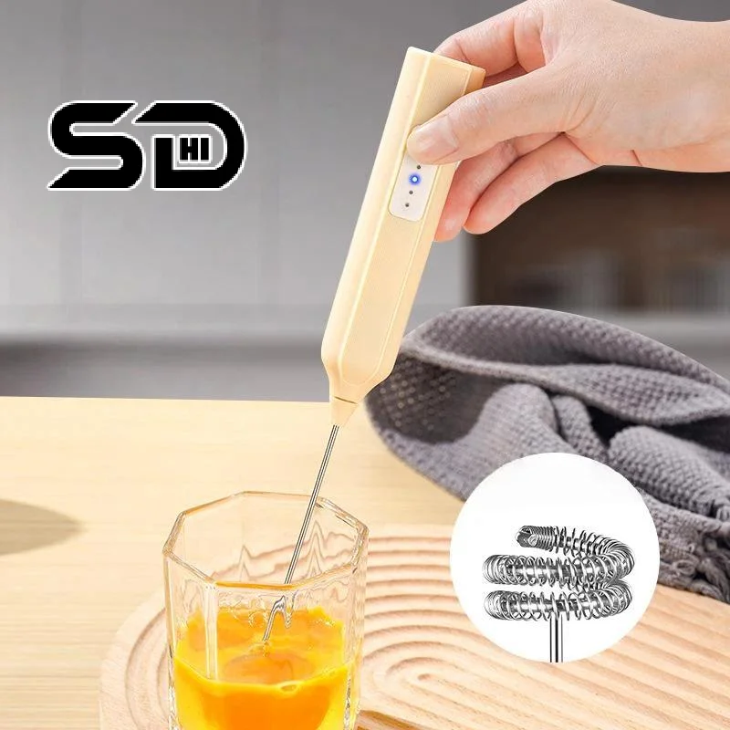 1 Set 3 Speeds Foam Maker Mixer Electric Milk Frother USB Rechargeable Handheld Egg Beater Coffee Drink Frothing Wand Foamer