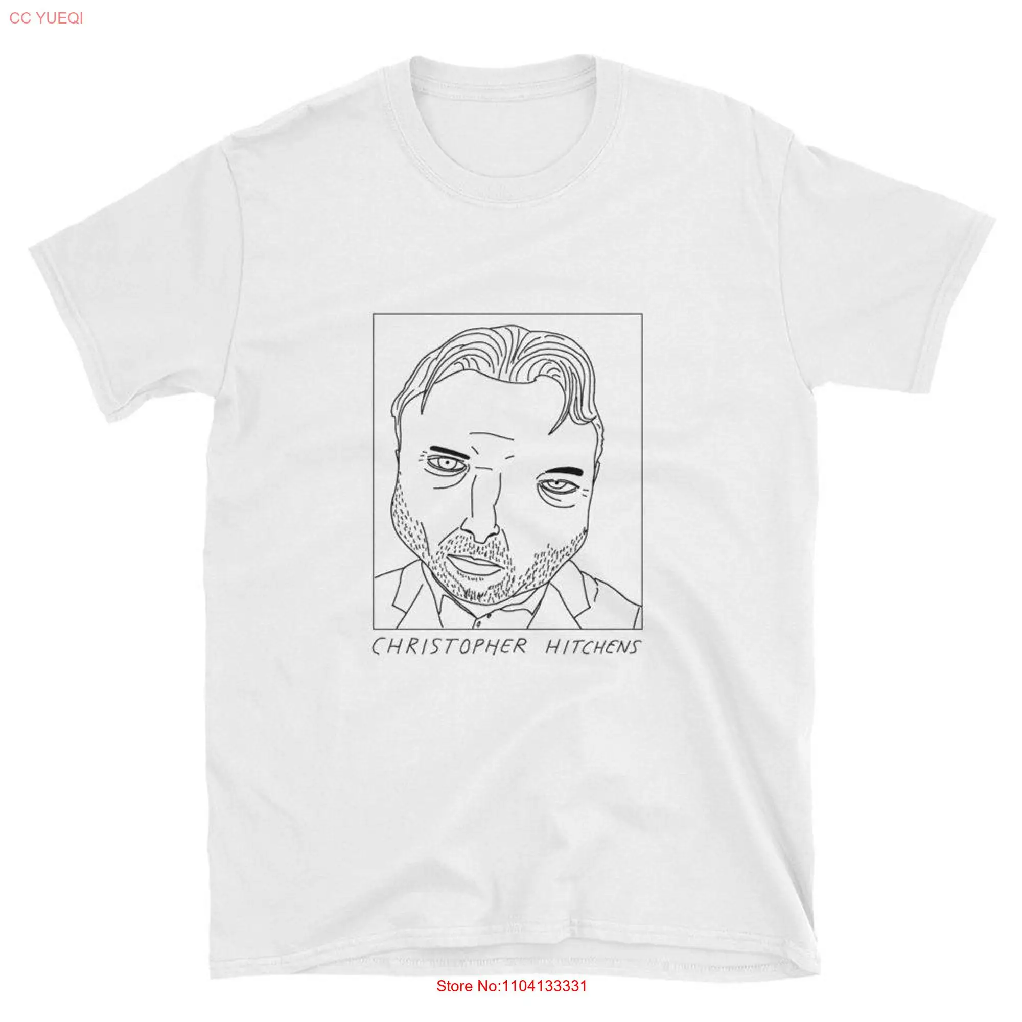 Badly Drawn Authors Christopher Hitchens T Shirt FREE Worldwide Delivery long or short sleeves