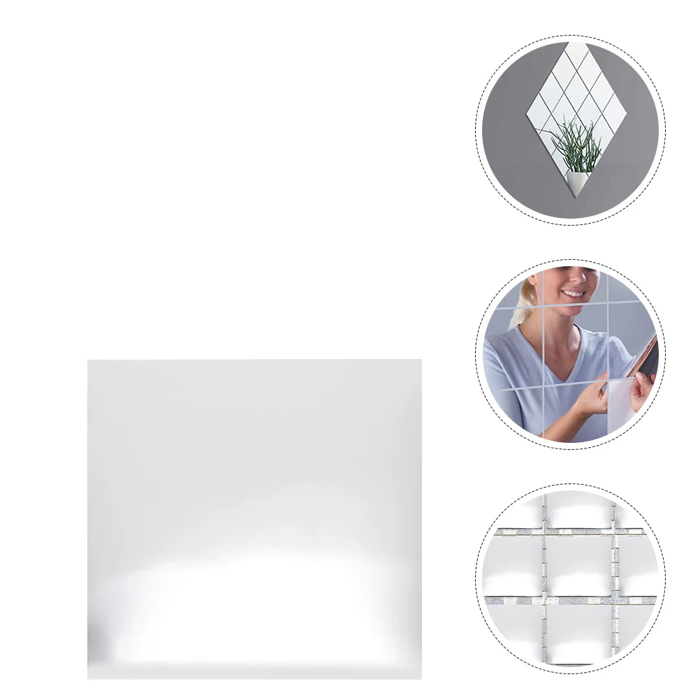 

24Pcs Self Adhesive Acrylic Mirror Wall Stickers Square Frameless Mirror Tiles for Home Decoration Bedroom Living Room