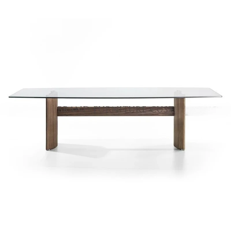 Чайный столик в форме полумесяца из черного ореха, обеденный стол из итальянского прозрачного стекла