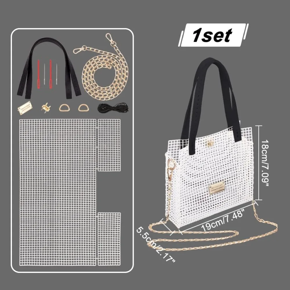 DIY Knitting Crochet Bags Kit, Hand-Knit Woven Bag Making Kit Mesh Plastic Canvas Sheets for Embroidery Cross Stitch